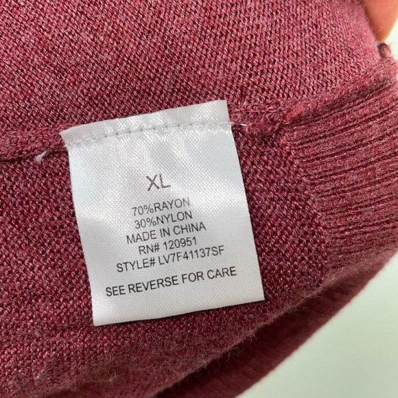 Olive & Oak Light Burgundy Rust Front Tie Sweater Long Sleeves Pullover Women XL - Picture 7 of 8